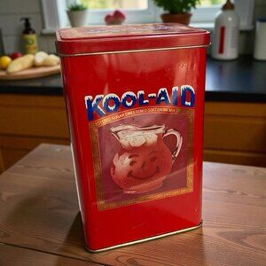 Vintage Kool-Aid Metal Tin Can Container Collectable Canister Empty